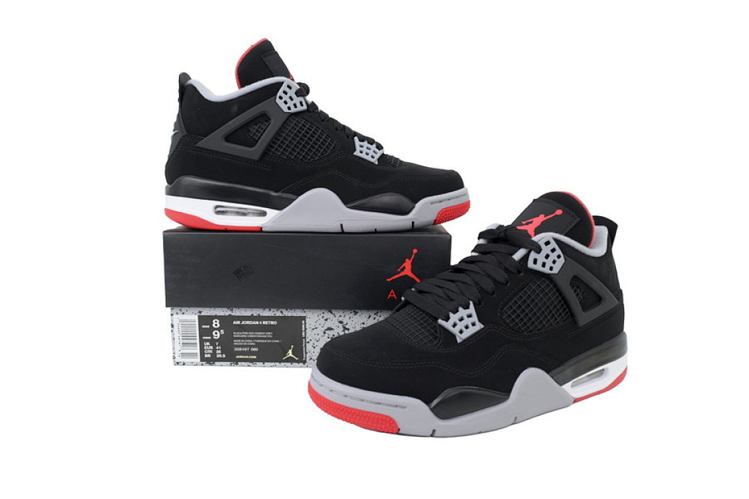Air Jordan 4 Retro Basketball Shoes Black Red