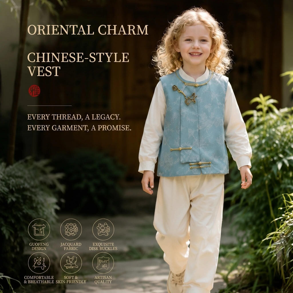 Bamboo Bird Sleeveless Vest Unisex Traditional Button Vest Top