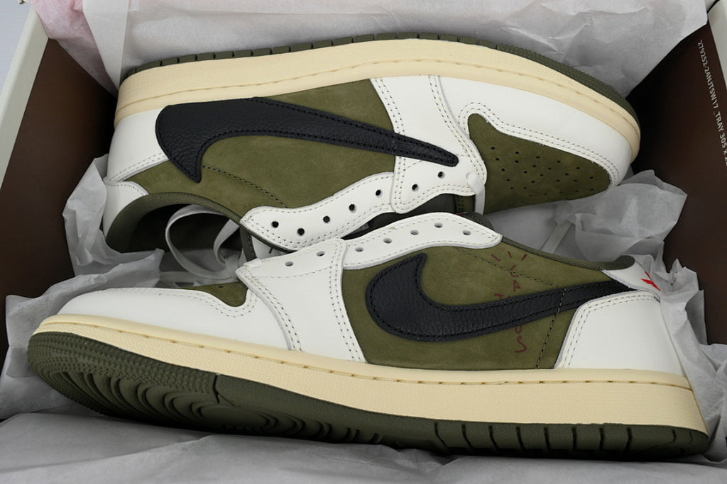 Travis Scott x Air Jordan 1 Retro Low Men Basketball Shoes beige Green Size US 4-US 12