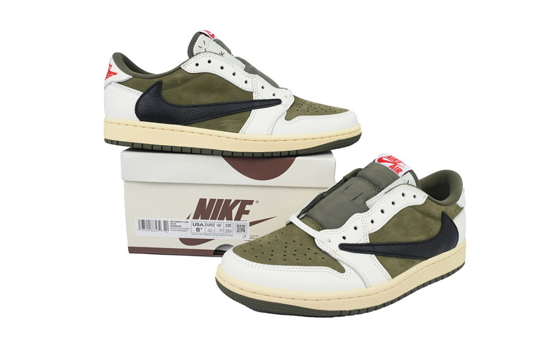 Travis Scott x Air Jordan 1 Retro Low Men Basketball Shoes beige Green Size US 4-US 12