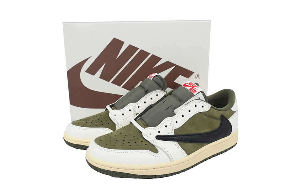Travis Scott x Air Jordan 1 Retro Low Men Basketball Shoes beige Green Size US 4-US 12
