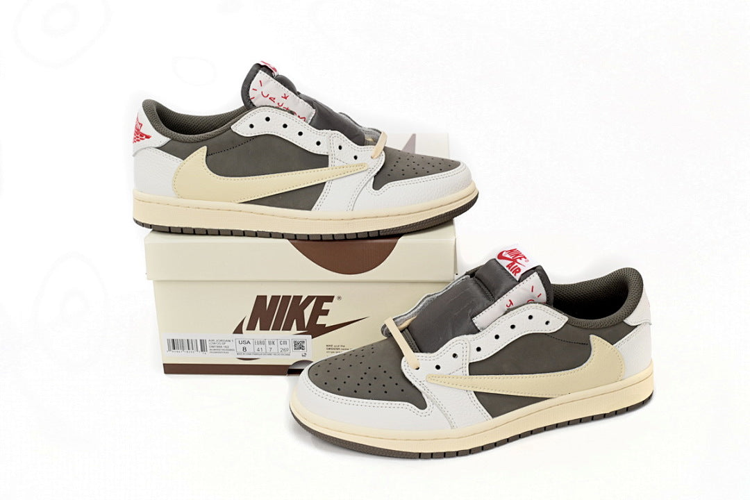 Travis Scott x Air Jordan 1 Low Reverse Mocha Sneakers White Brown