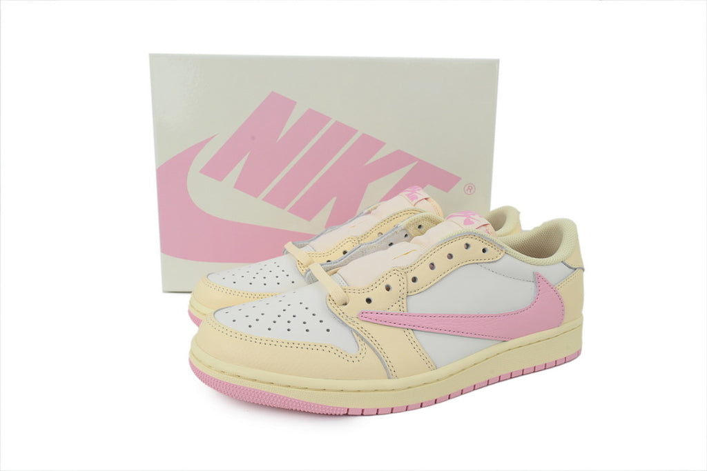Travis Scott x Air Jordan 1 Retro Low OG 'Muslin Pink' Basketball Shoes