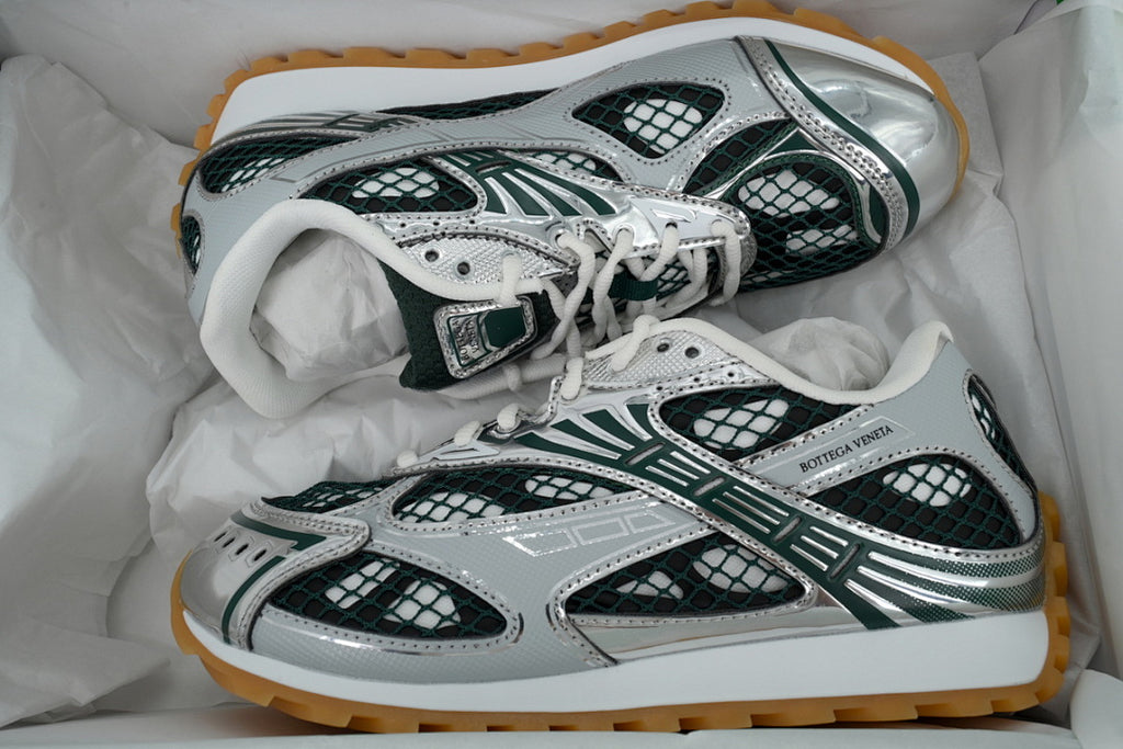 Bottega Veneta Orbit Low-Top Casual Running Shoes Dark Green Silver Size 36-47