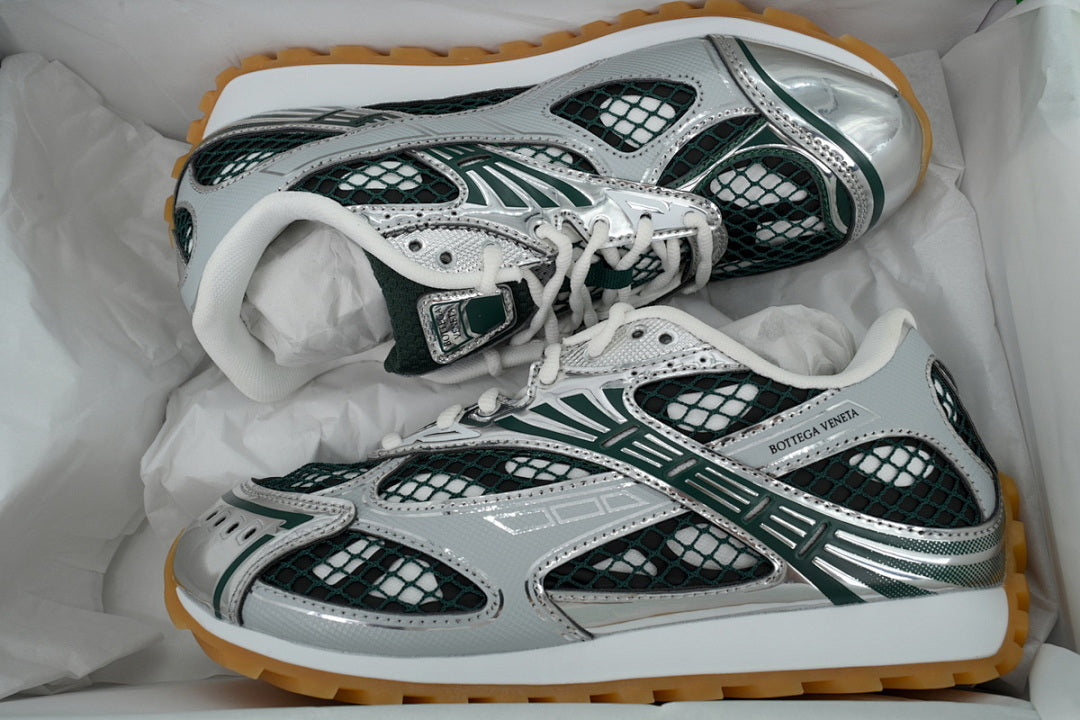 Bottega Veneta Orbit Low-Top Casual Running Shoes Dark Green Silver Size 36-47