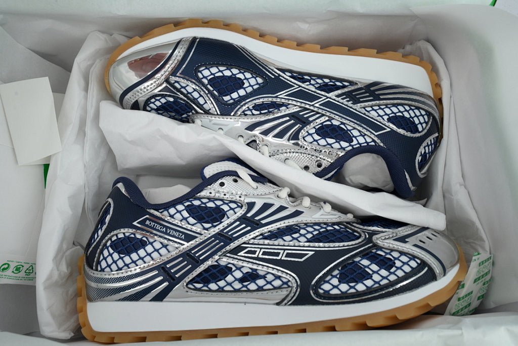 Bottega Veneta Orbit Low-Top Casual Running Shoes Blue Silver Size 36-47
