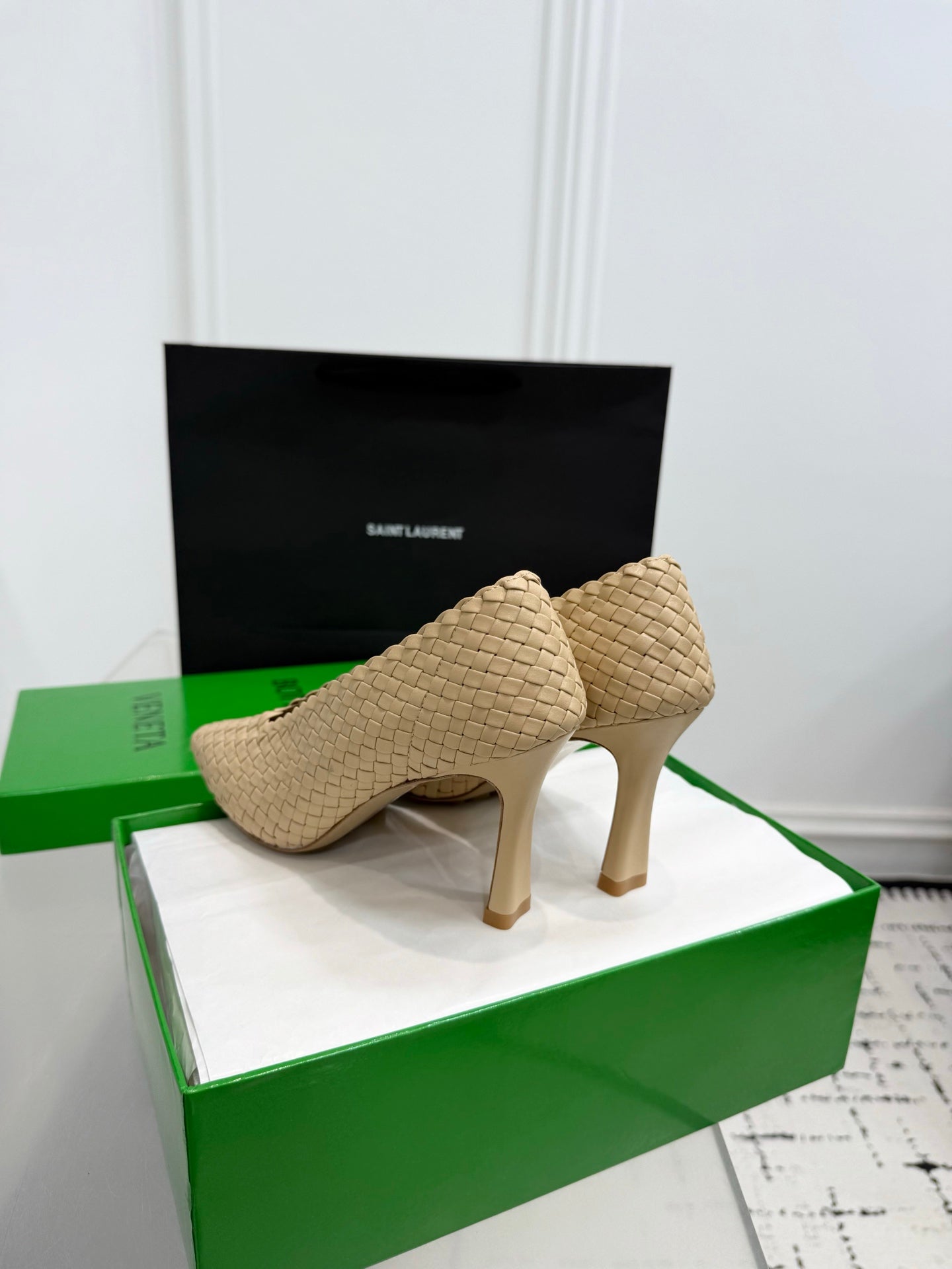 Bottega Veneta Sofia Woven Leather Pumps Women Nude Heels Size 36-41
