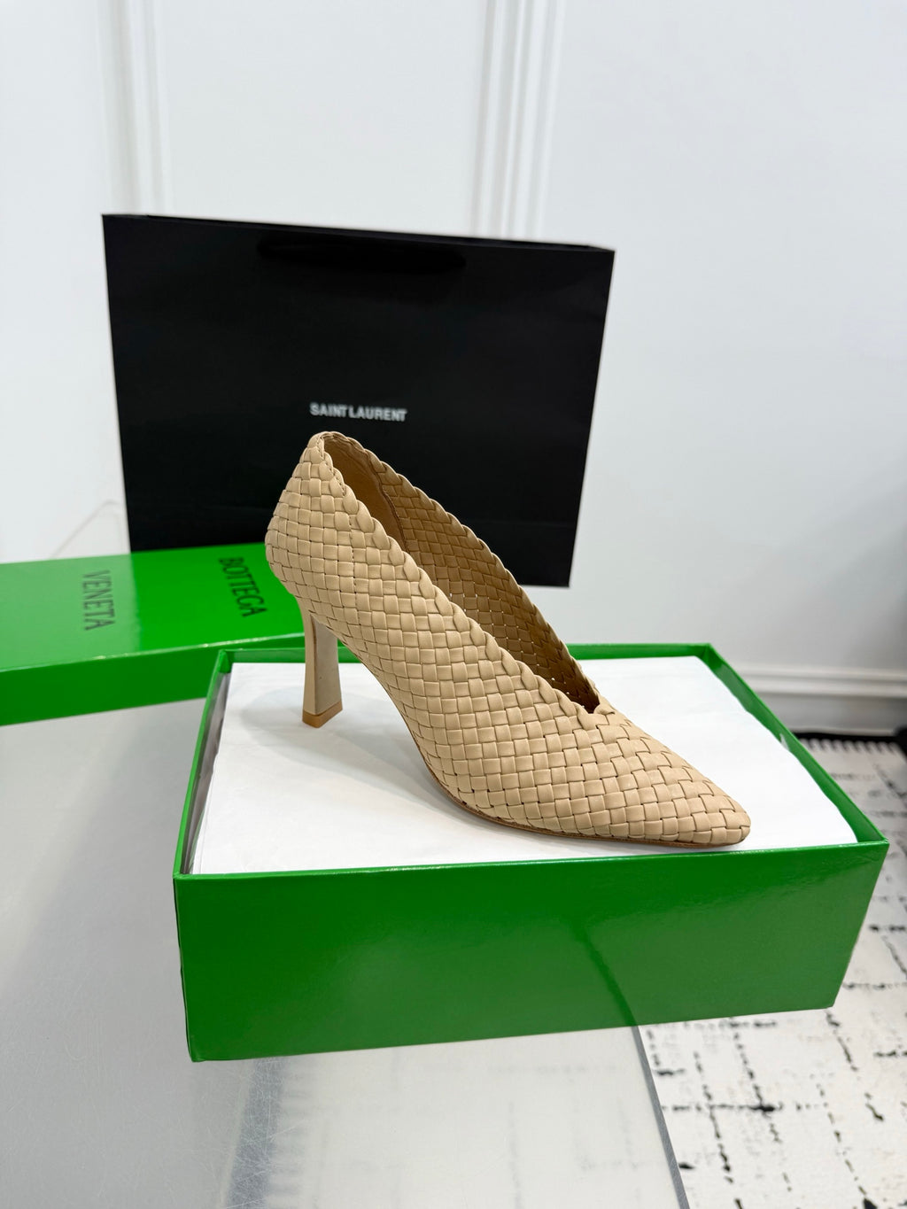 Bottega Veneta Sofia Woven Leather Pumps Women Nude Heels Size 36-41