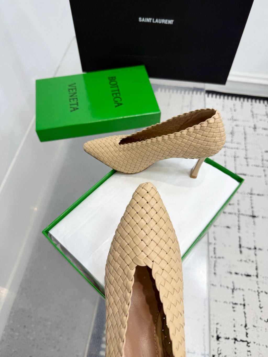 Bottega Veneta Sofia Woven Leather Pumps Women Nude Heels Size 36-41
