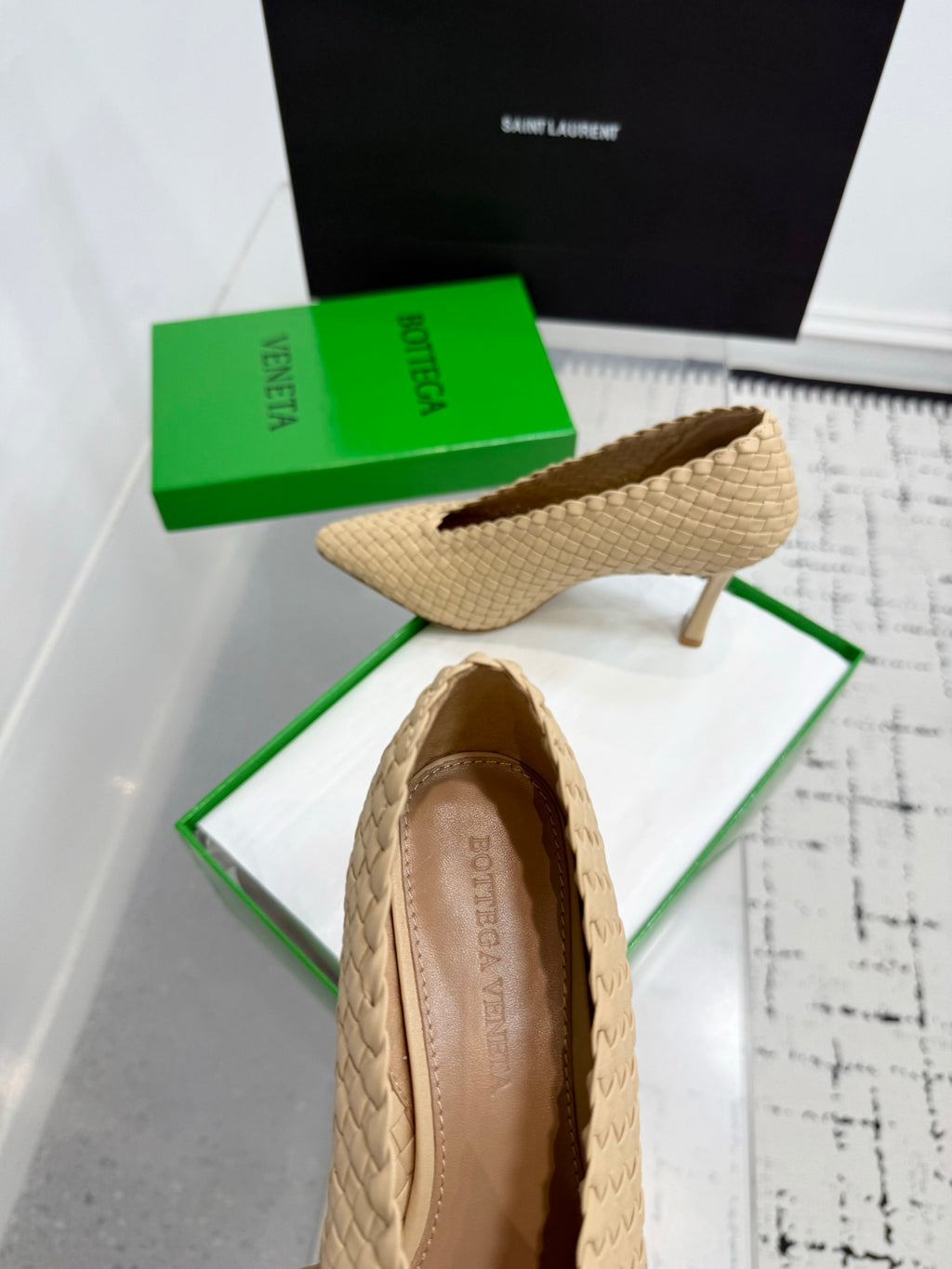 Bottega Veneta Sofia Woven Leather Pumps Women Nude Heels Size 36-41