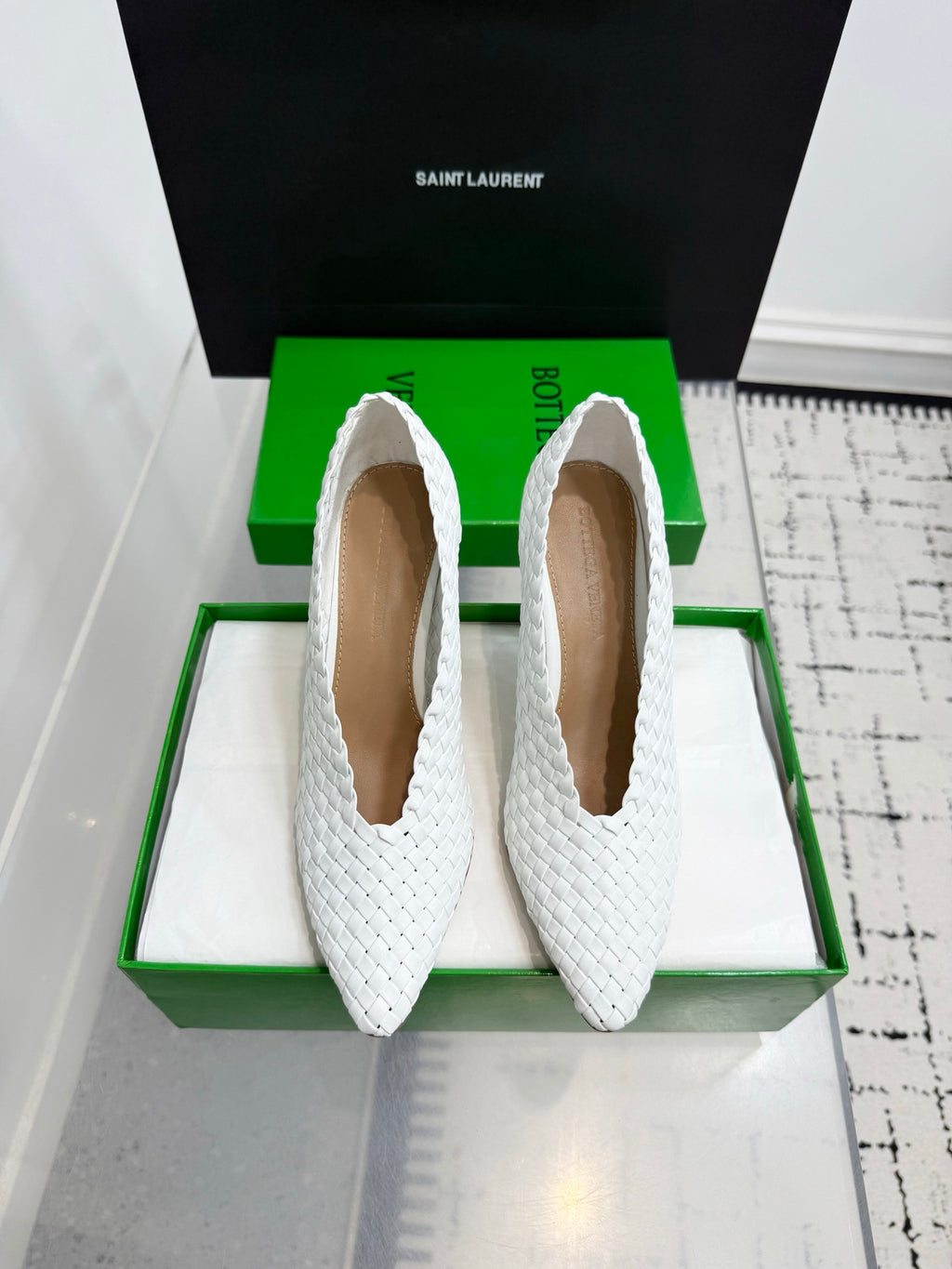 Bottega Veneta Sofia Woven Leather Pumps Women White Heels Size 36-41
