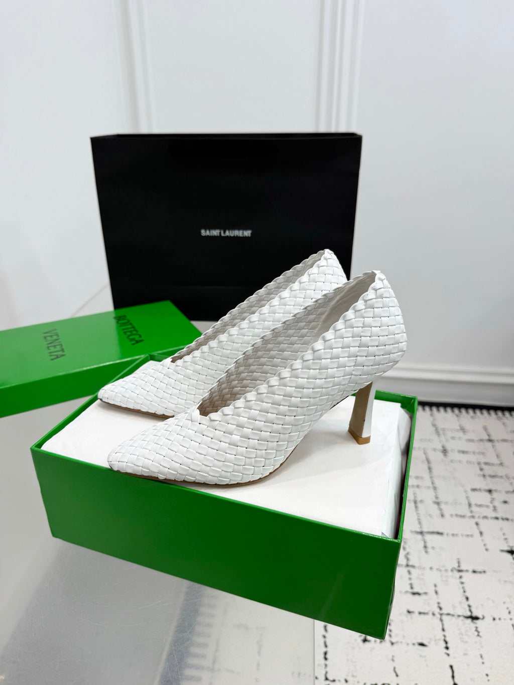 Bottega Veneta Sofia Woven Leather Pumps Women White Heels Size 36-41