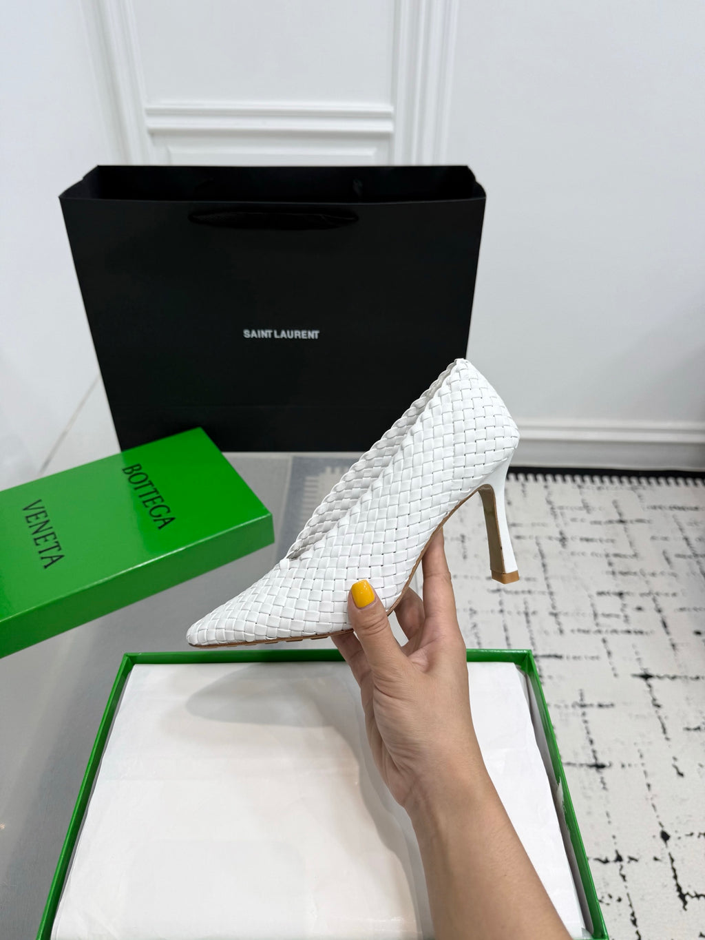 Bottega Veneta Sofia Woven Leather Pumps Women White Heels Size 36-41