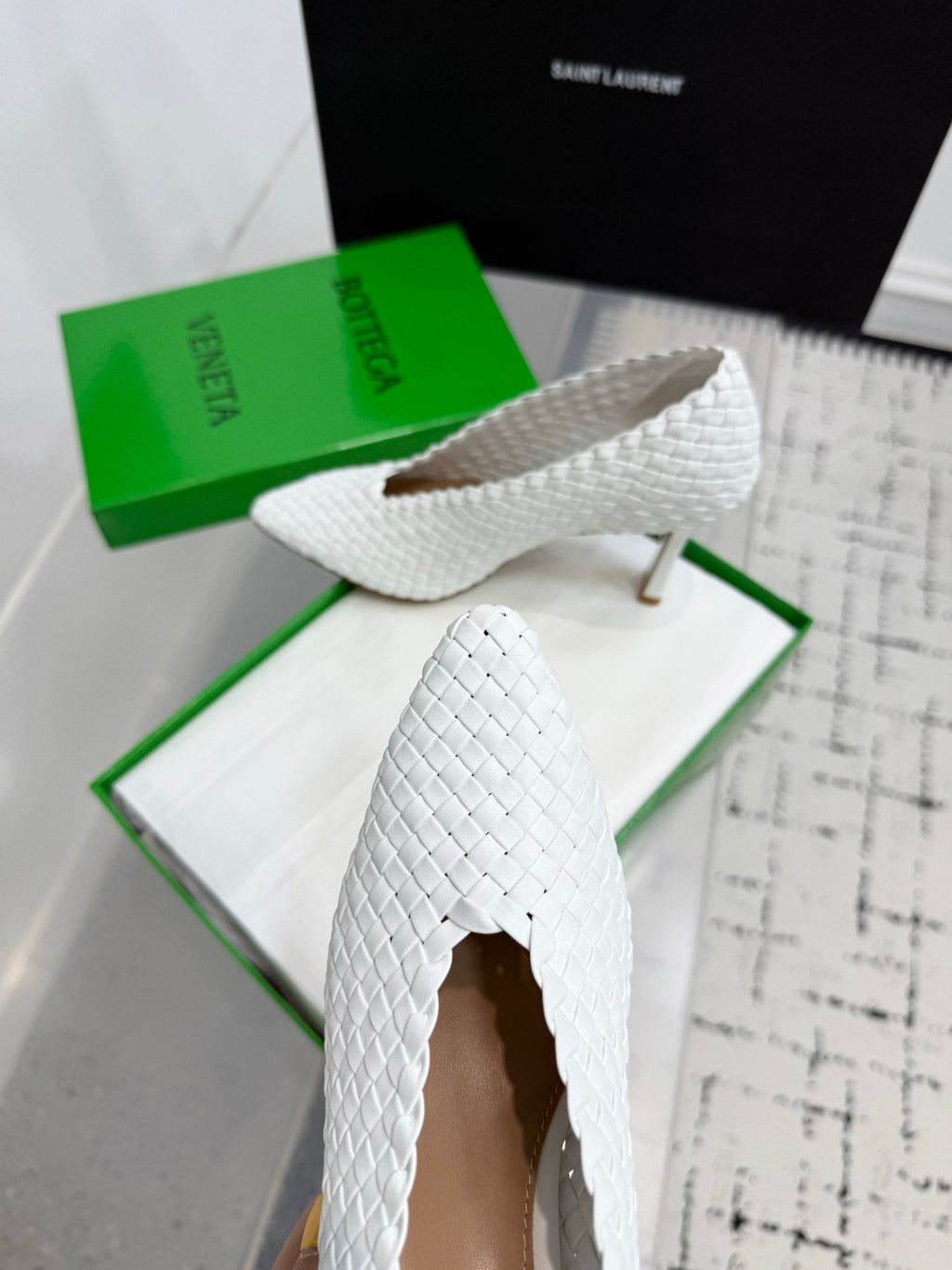 Bottega Veneta Sofia Woven Leather Pumps Women White Heels Size 36-41