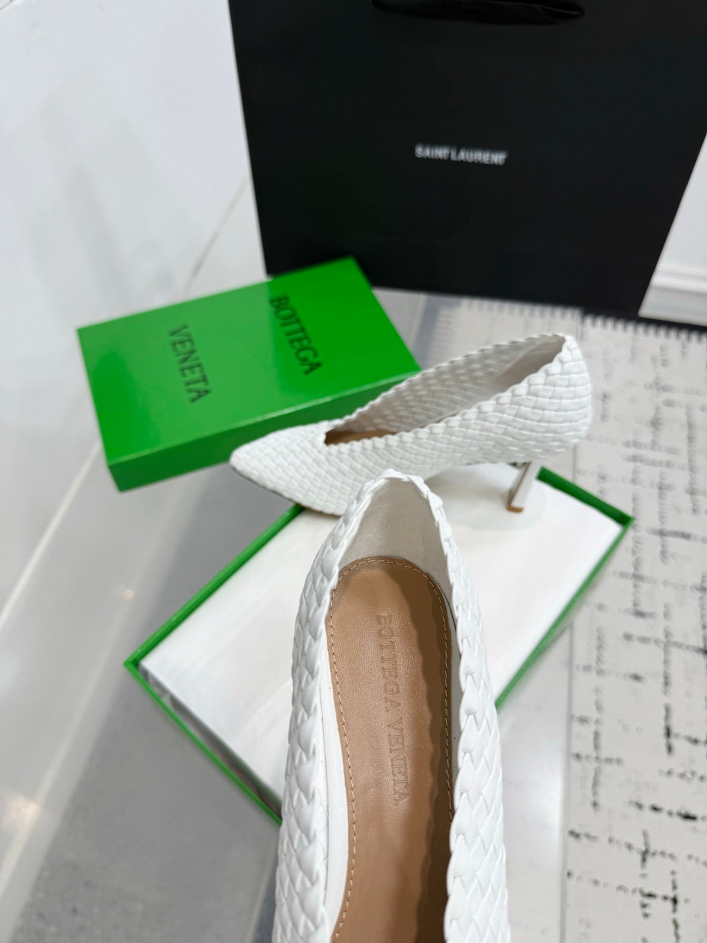 Bottega Veneta Sofia Woven Leather Pumps Women White Heels Size 36-41