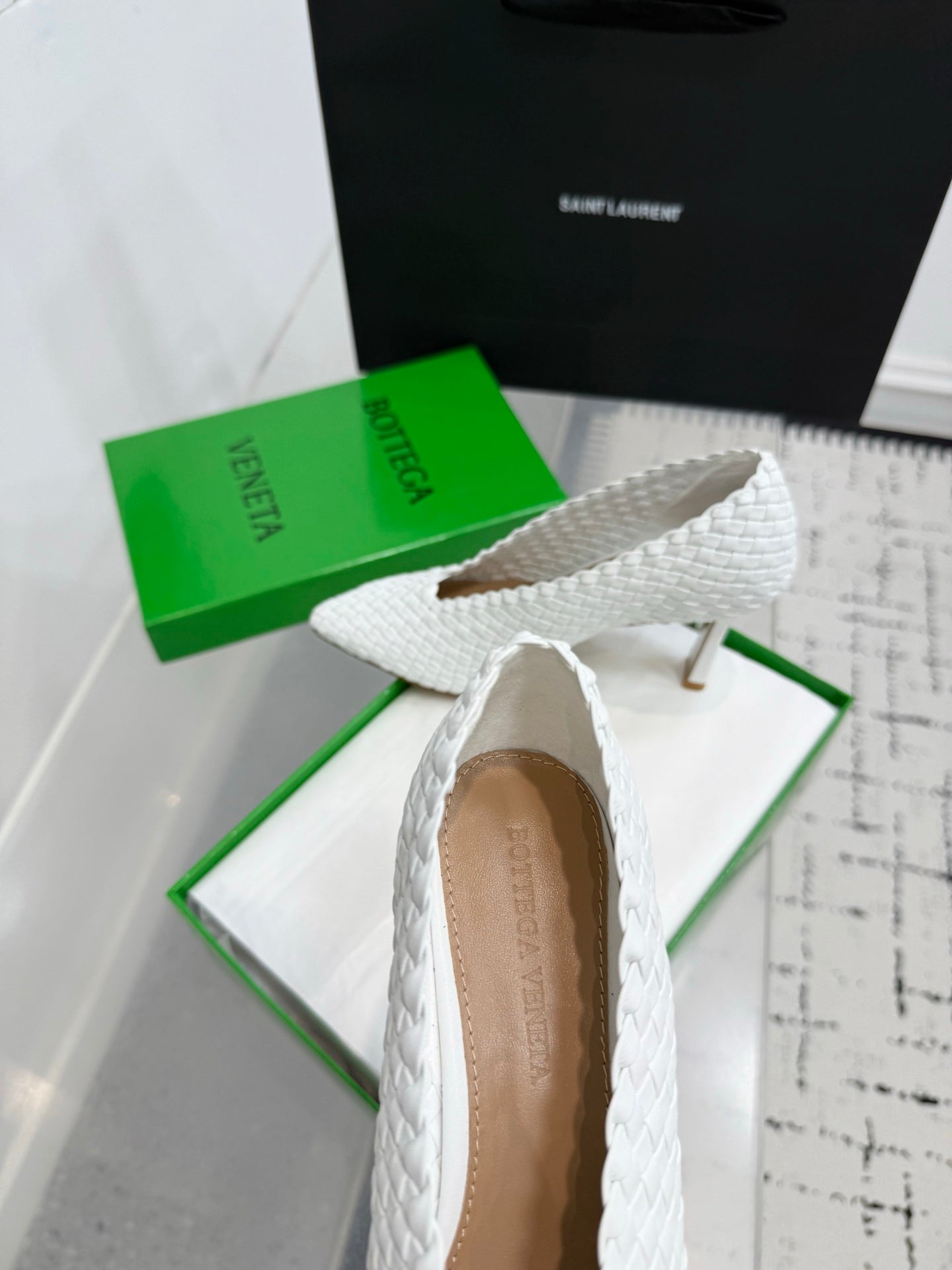 Bottega Veneta Sofia Woven Leather Pumps Women White Heels Size 36-41
