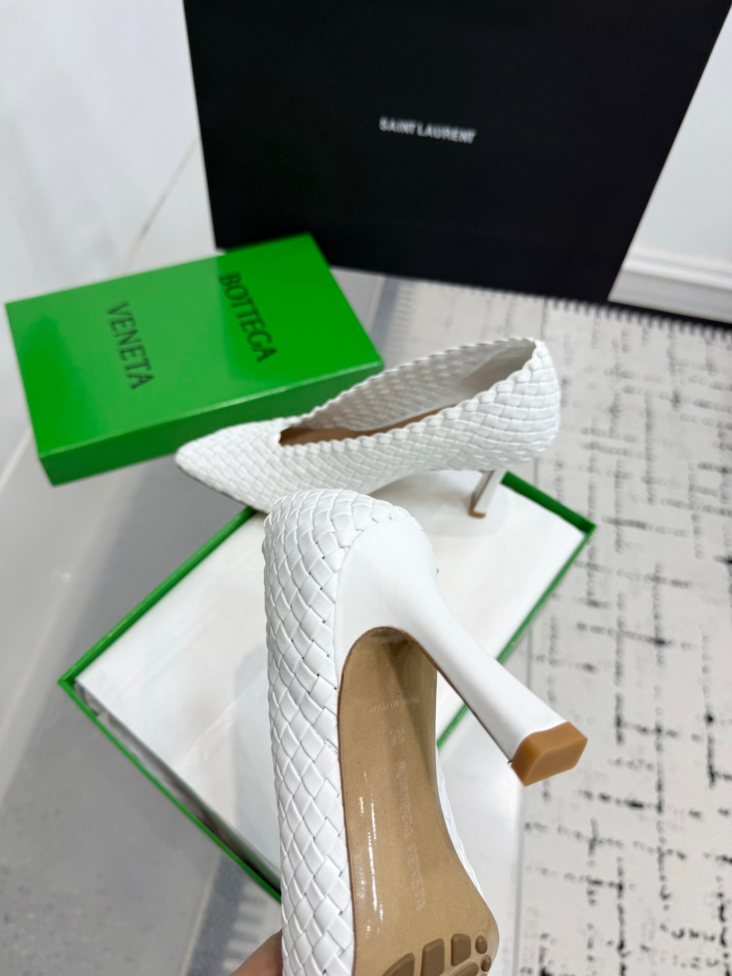 Bottega Veneta Sofia Woven Leather Pumps Women White Heels Size 36-41