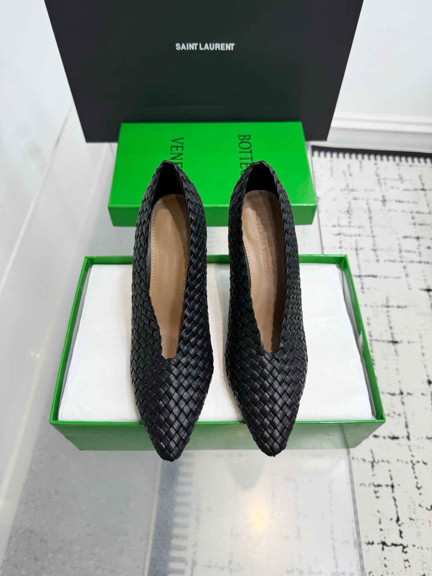 Bottega Veneta Sofia Woven Leather Pumps Women Black Heels Size 36-41