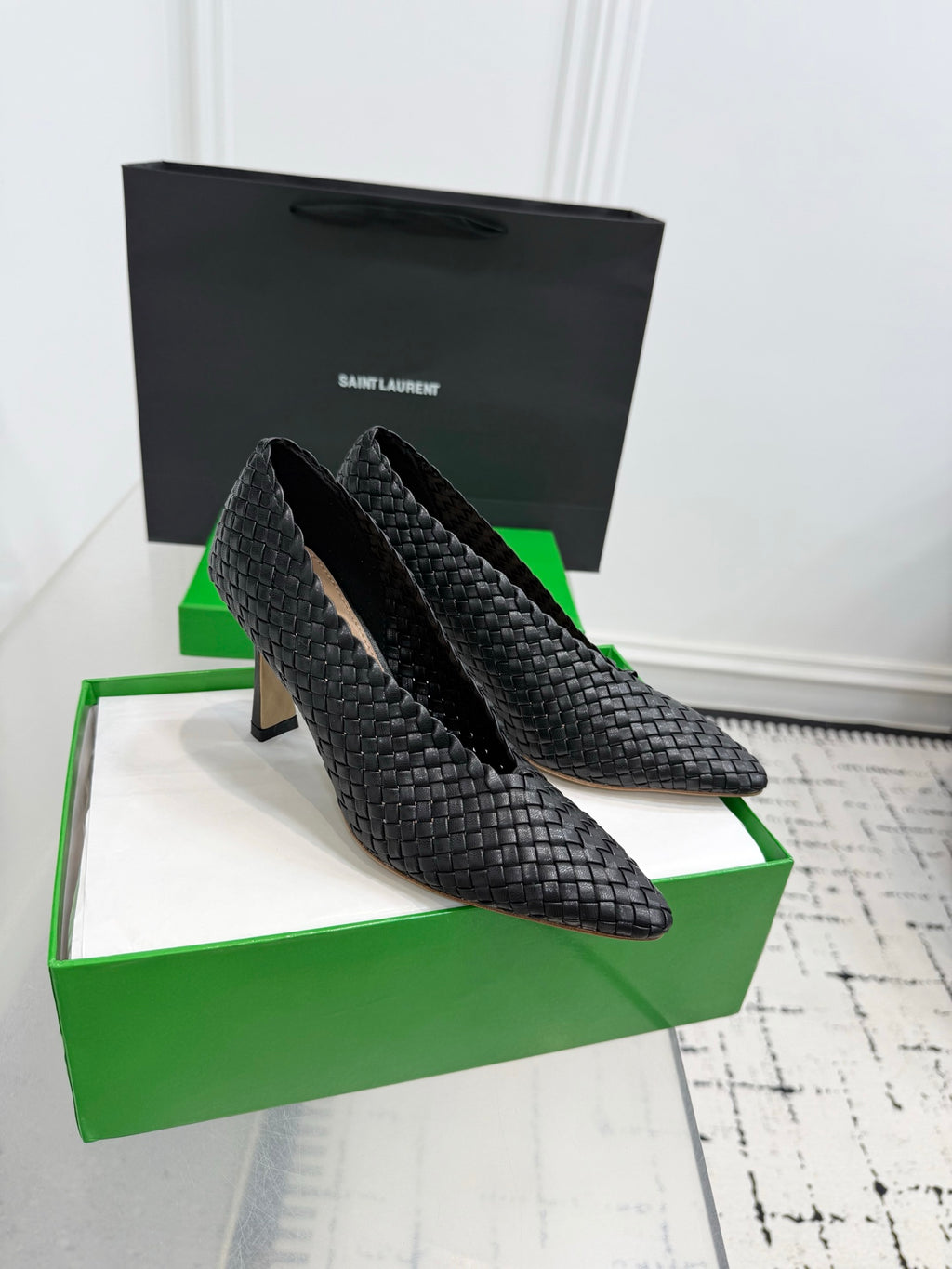 Bottega Veneta Sofia Woven Leather Pumps Women Black Heels Size 36-41