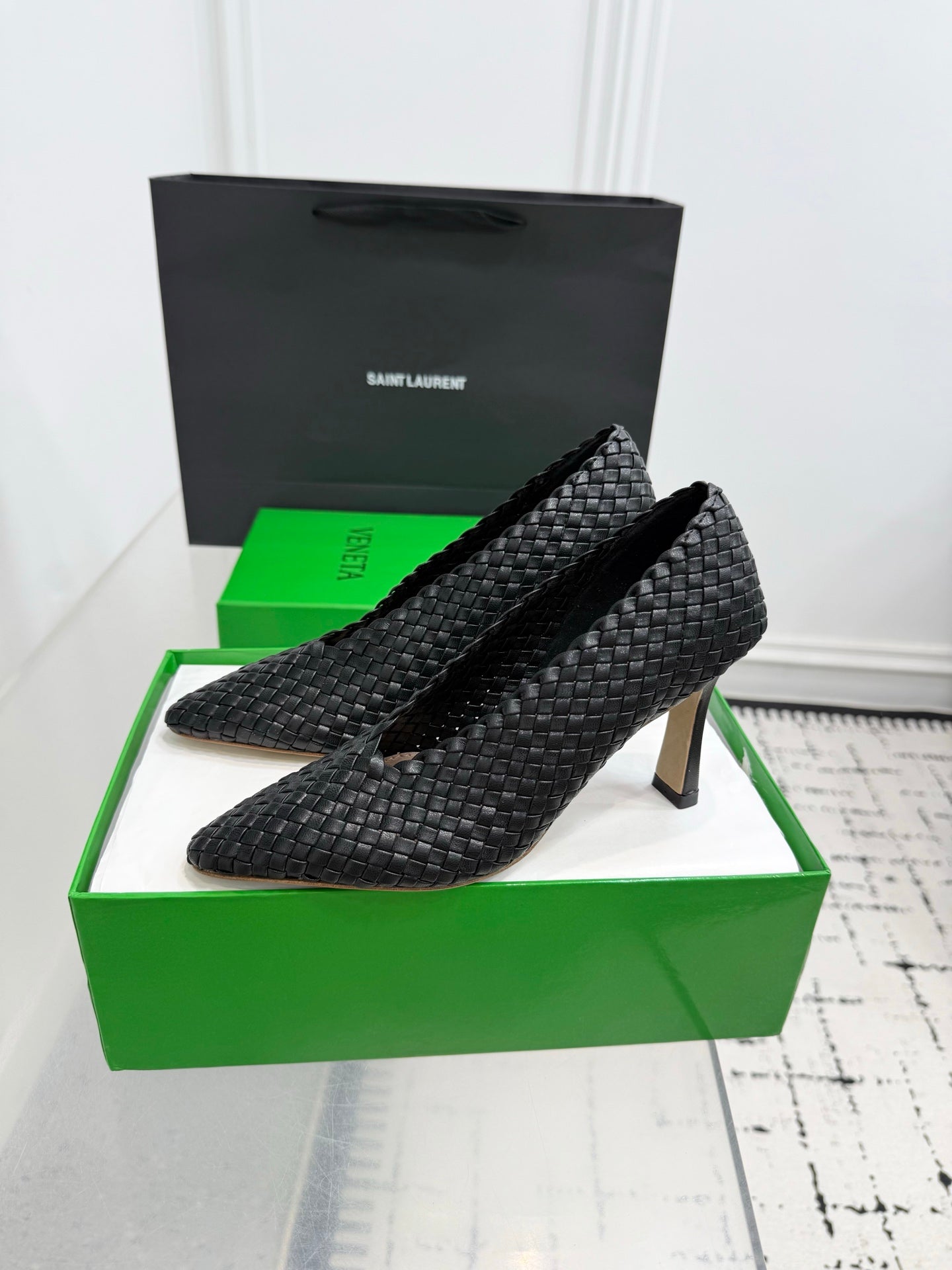 Bottega Veneta Sofia Woven Leather Pumps Women Black Heels Size 36-41