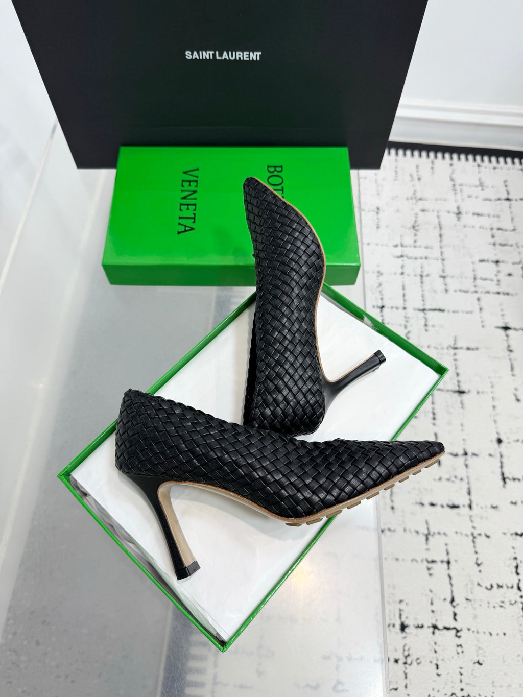 Bottega Veneta Sofia Woven Leather Pumps Women Black Heels Size 36-41