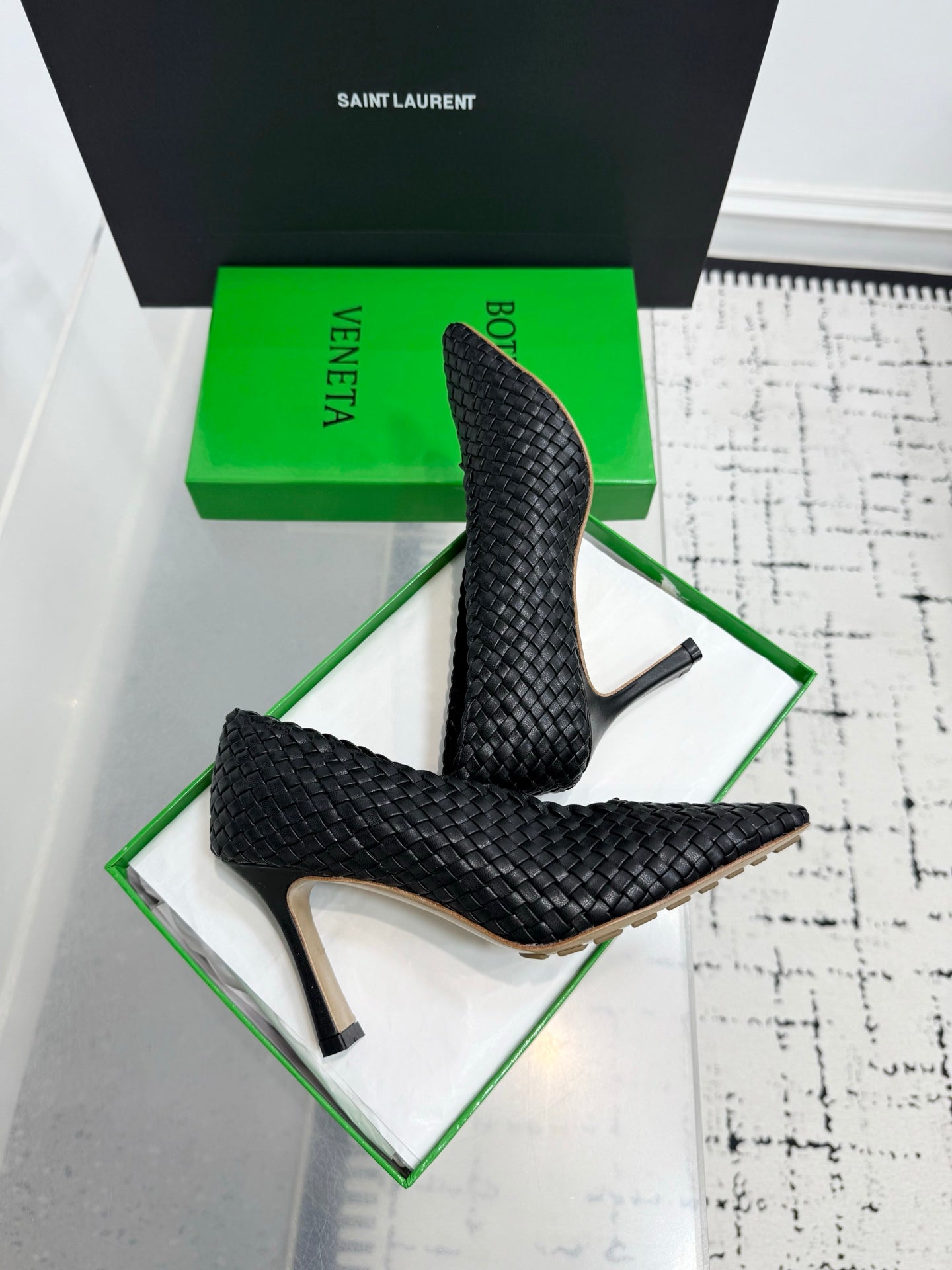 Bottega Veneta Sofia Woven Leather Pumps Women Black Heels Size 36-41