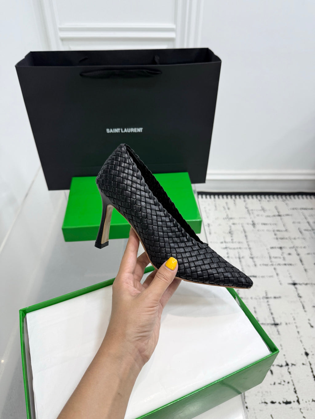 Bottega Veneta Sofia Woven Leather Pumps Women Black Heels Size 36-41