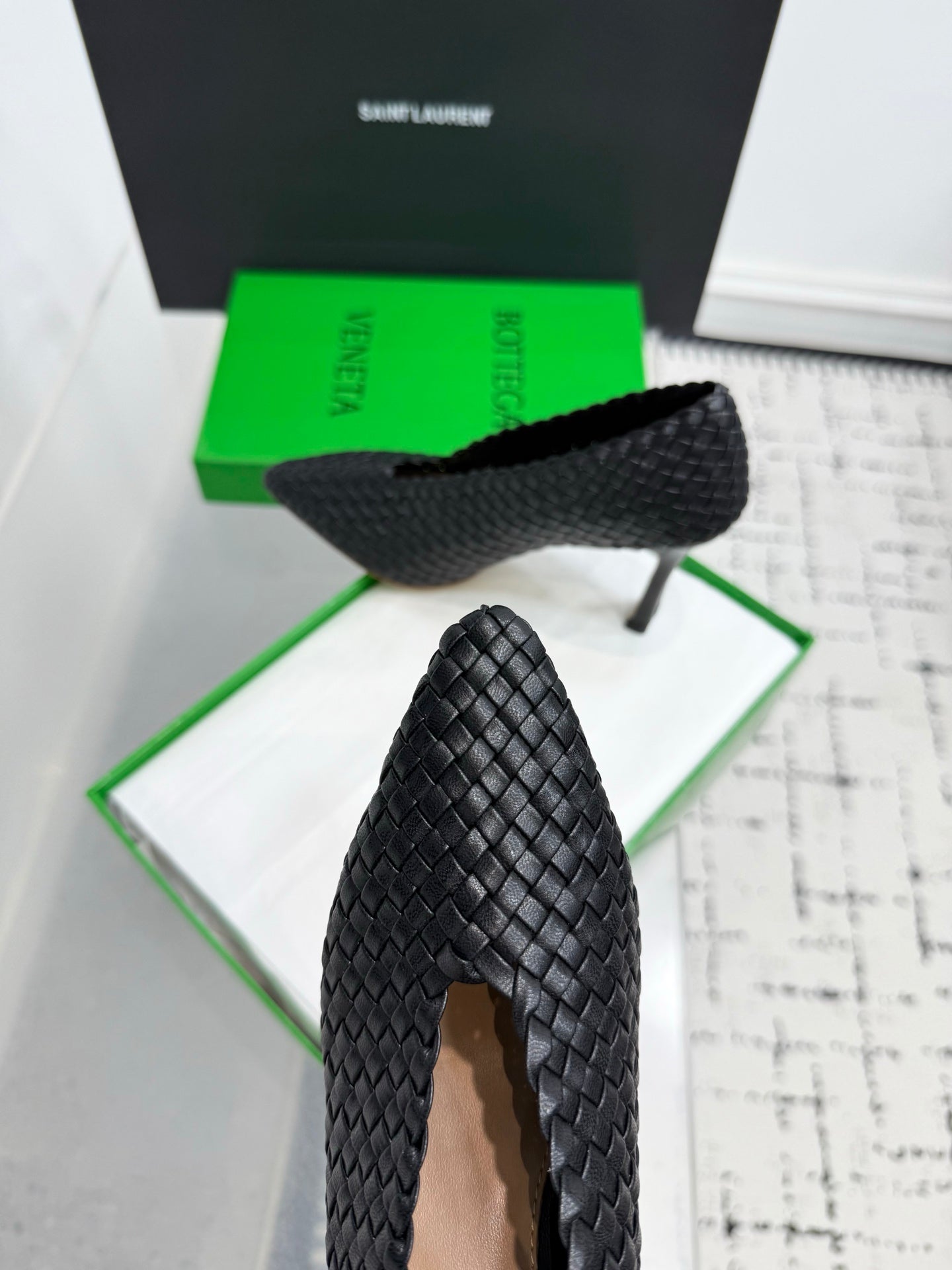 Bottega Veneta Sofia Woven Leather Pumps Women Black Heels Size 36-41