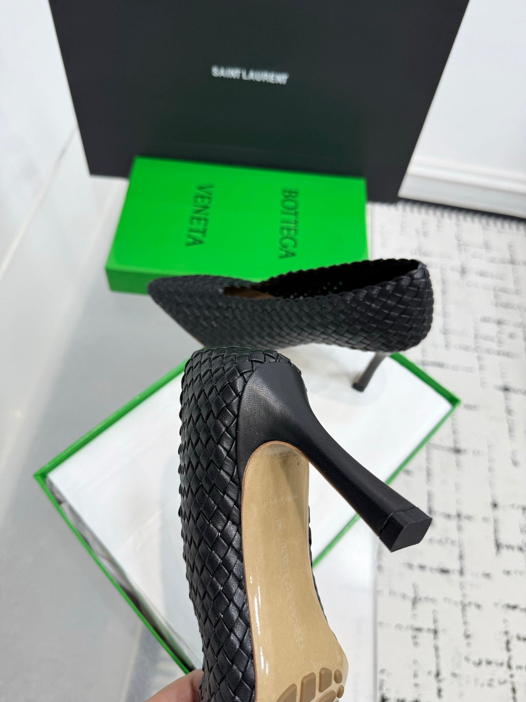 Bottega Veneta Sofia Woven Leather Pumps Women Black Heels Size 36-41