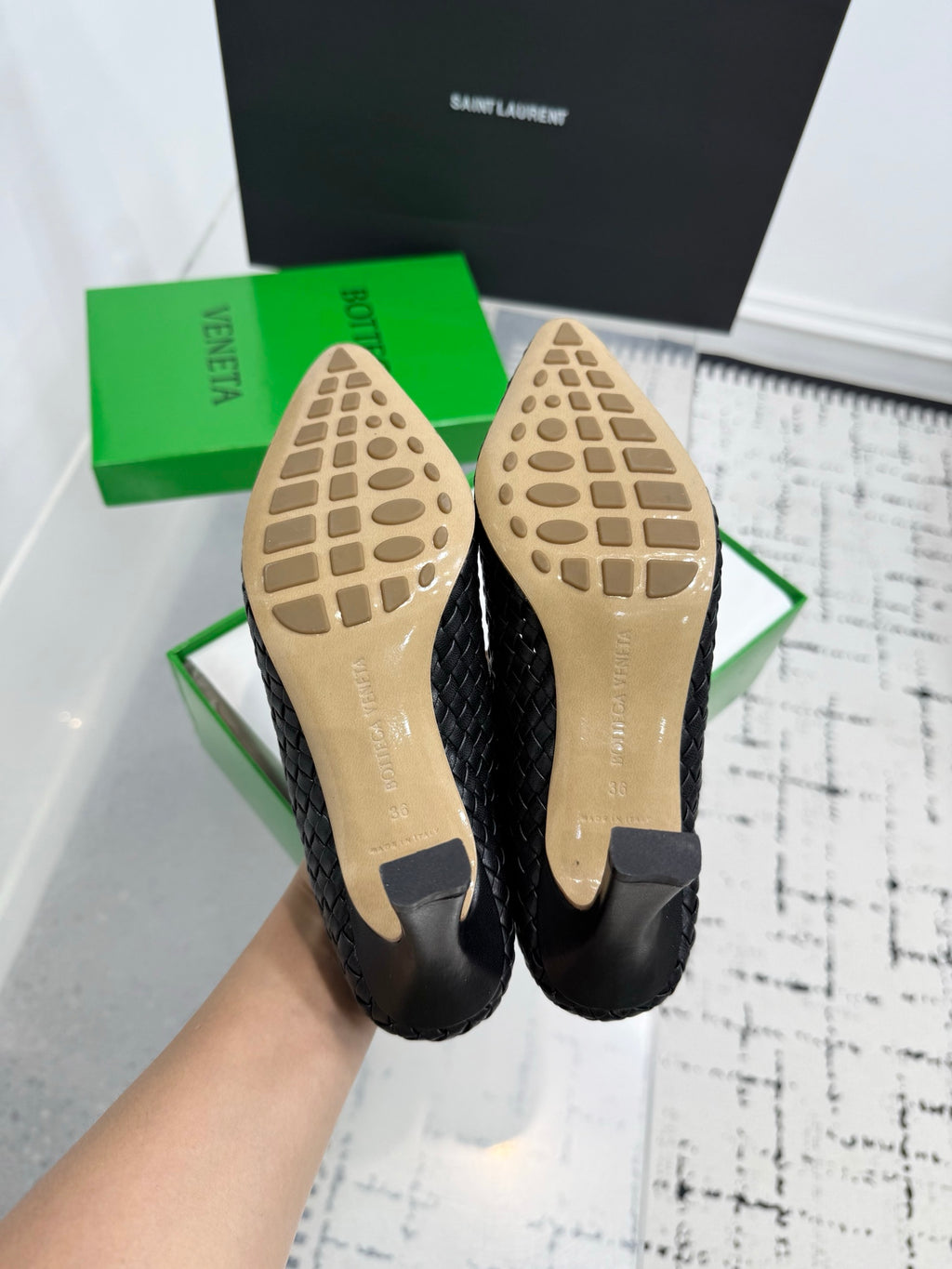 Bottega Veneta Sofia Woven Leather Pumps Women Black Heels Size 36-41