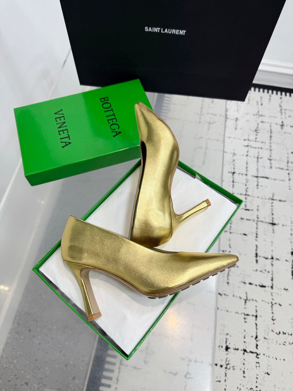 Bottega Veneta Leather Pumps Women Heels Gold Size 36-41