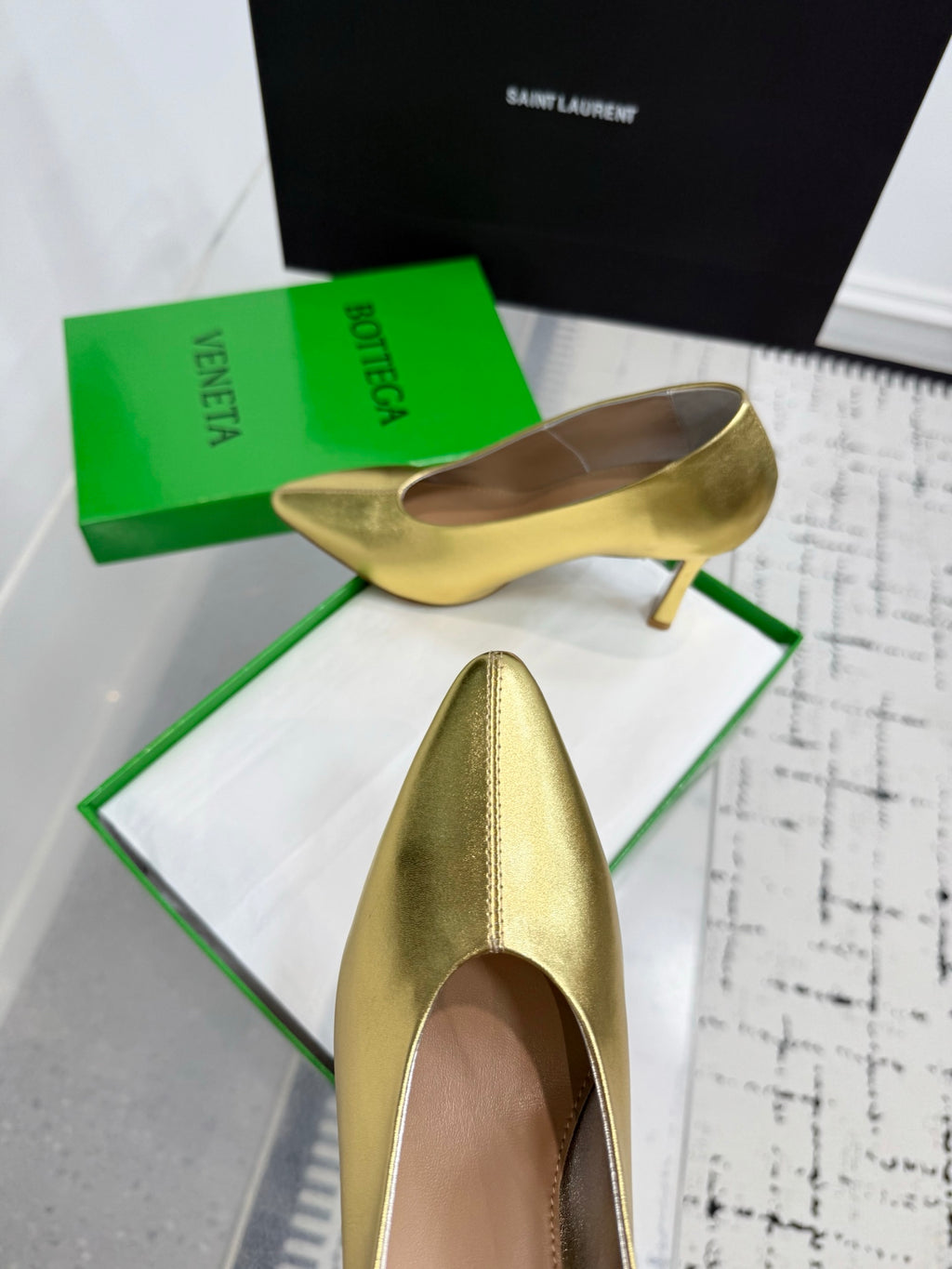 Bottega Veneta Leather Pumps Women Heels Gold Size 36-41
