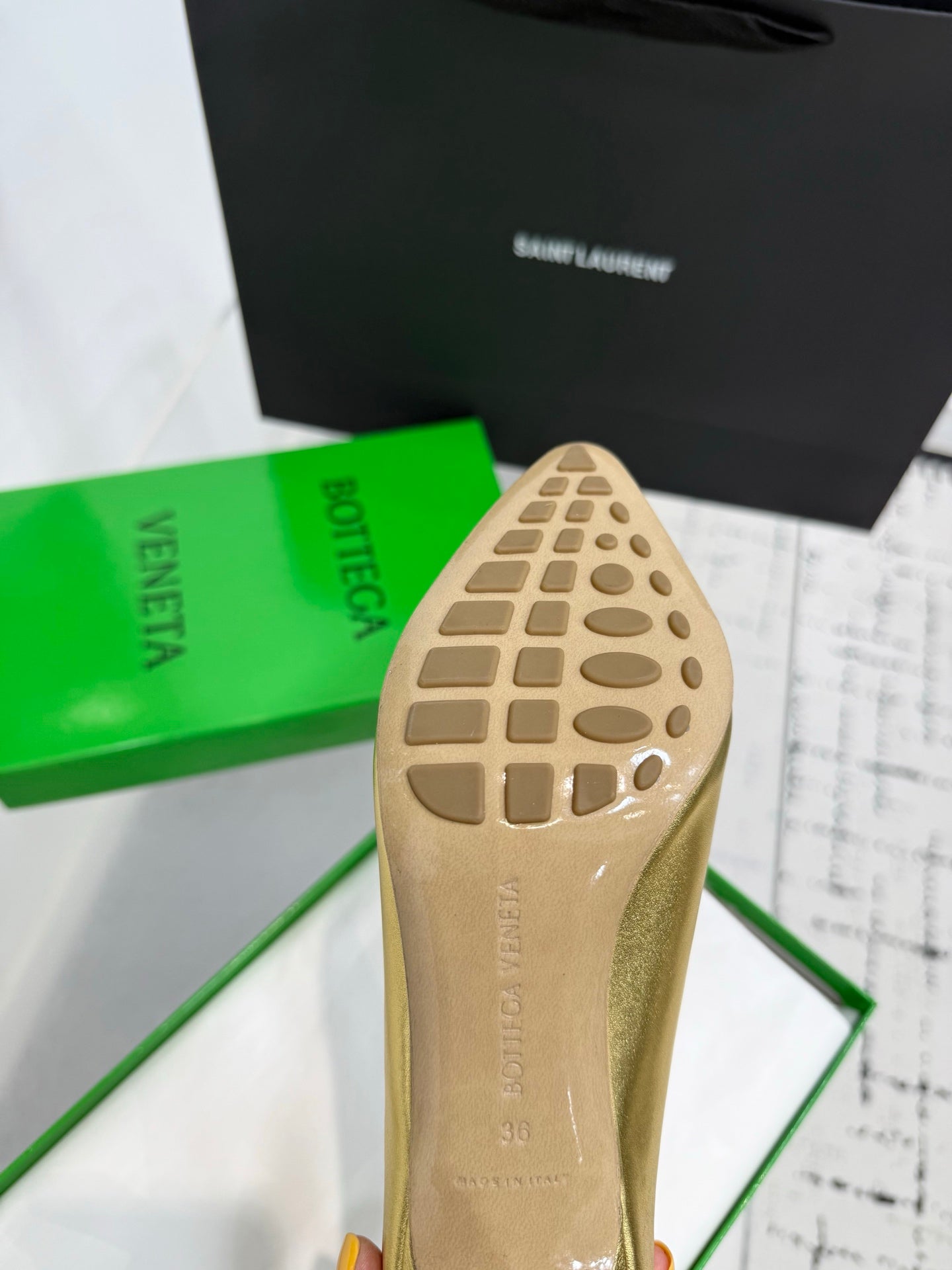 Bottega Veneta Leather Pumps Women Heels Gold Size 36-41