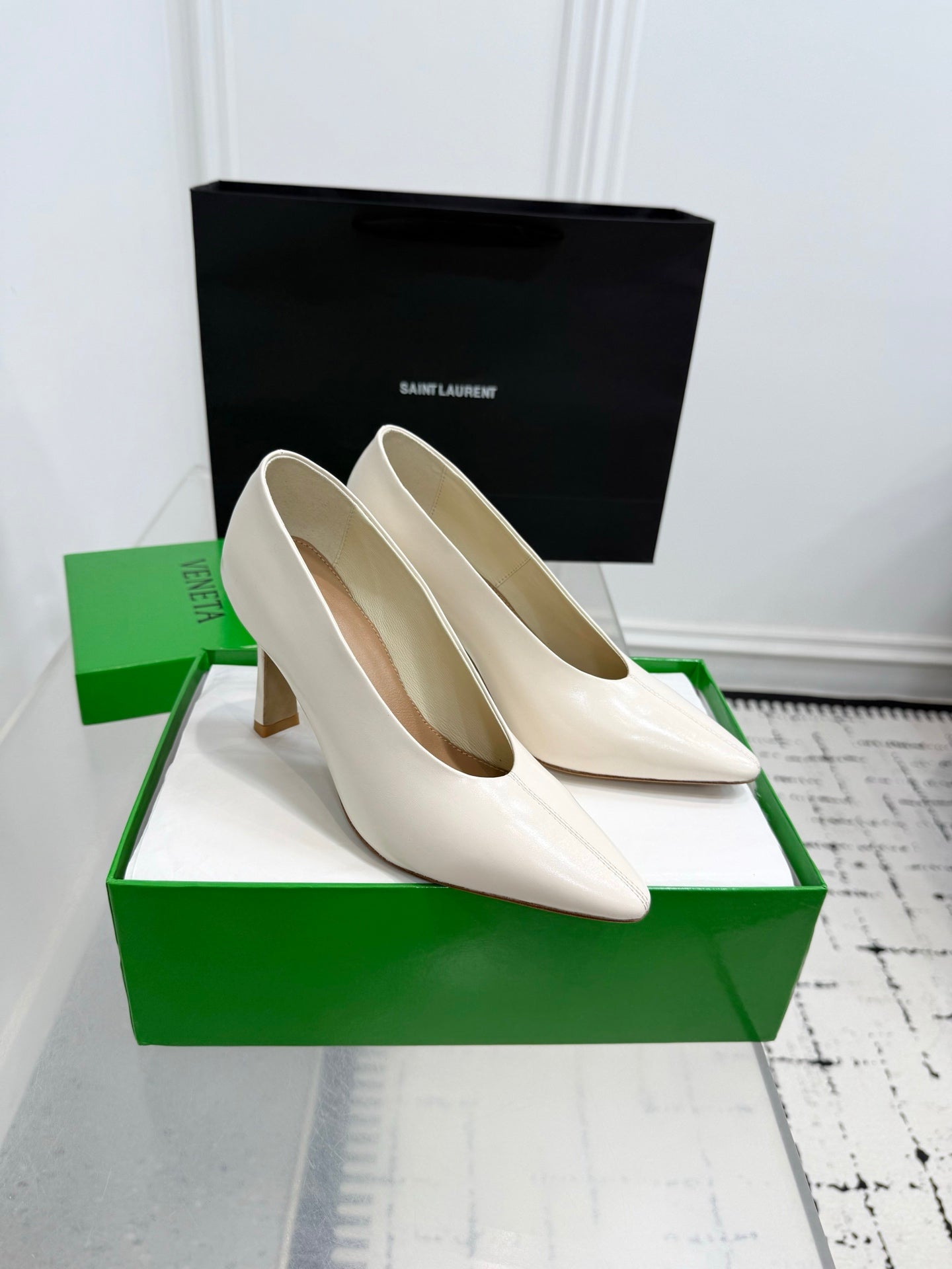 Bottega Veneta Leather Pumps Women Heels White Size 36-41