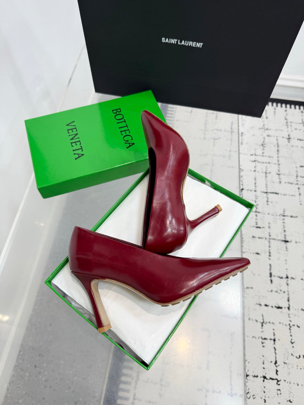 Bottega Veneta Leather Pumps Women Heels Dark Red Size 36-41