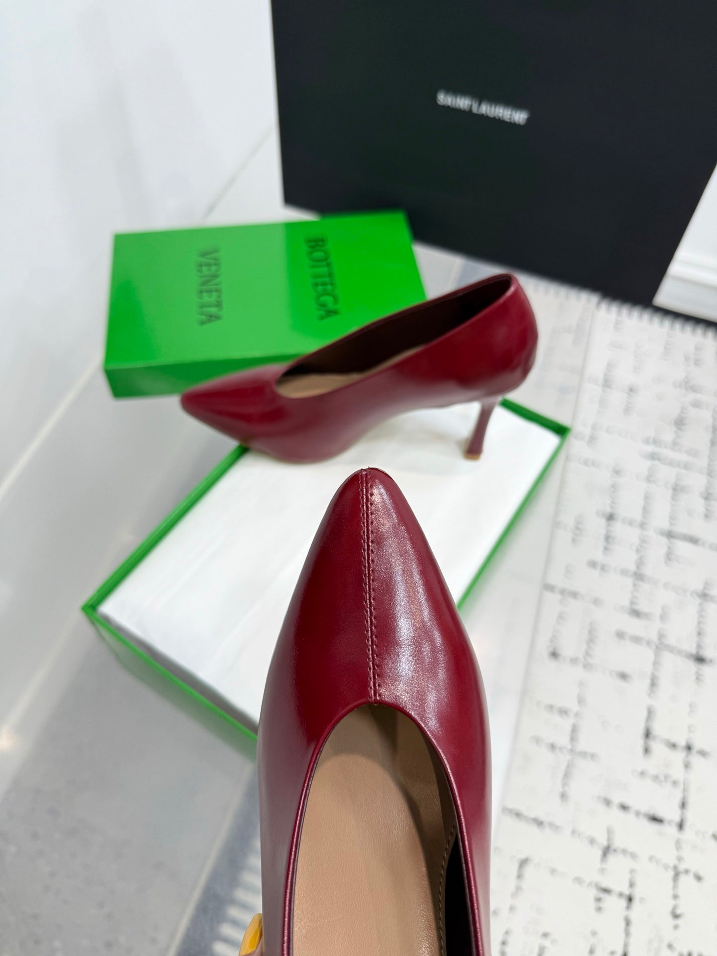 Bottega Veneta Leather Pumps Women Heels Dark Red Size 36-41