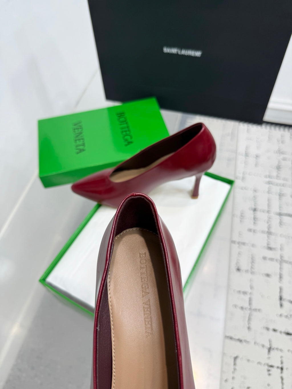 Bottega Veneta Leather Pumps Women Heels Dark Red Size 36-41