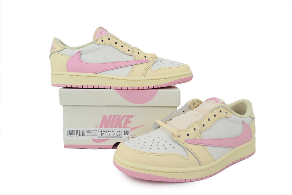 Travis Scott x Air Jordan 1 Retro Low OG 'Muslin Pink' Basketball Shoes