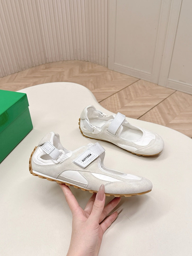 Bottega Veneta Orbit Flash Mary-Jane Sneakers Grey White