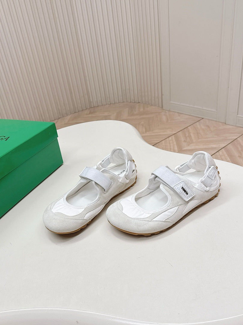 Bottega Veneta Orbit Flash Mary-Jane Sneakers Grey White