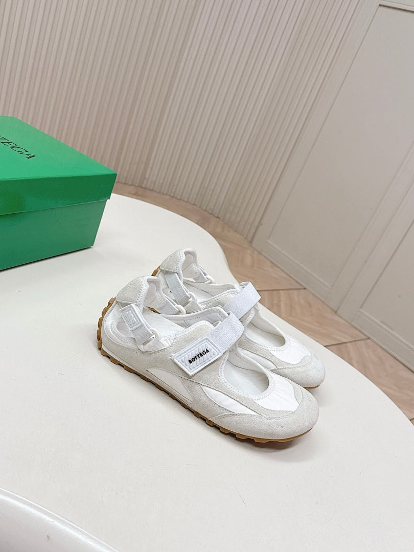 Bottega Veneta Orbit Flash Mary-Jane Sneakers Grey White