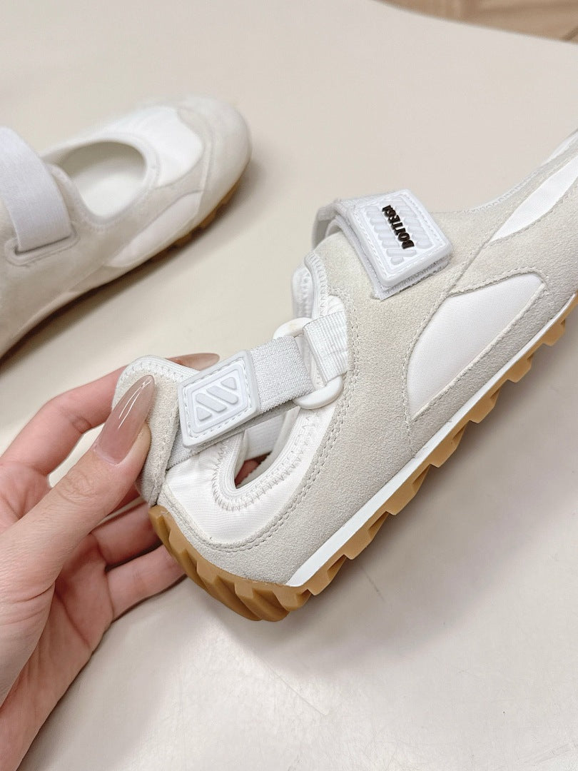 Bottega Veneta Orbit Flash Mary-Jane Sneakers Grey White