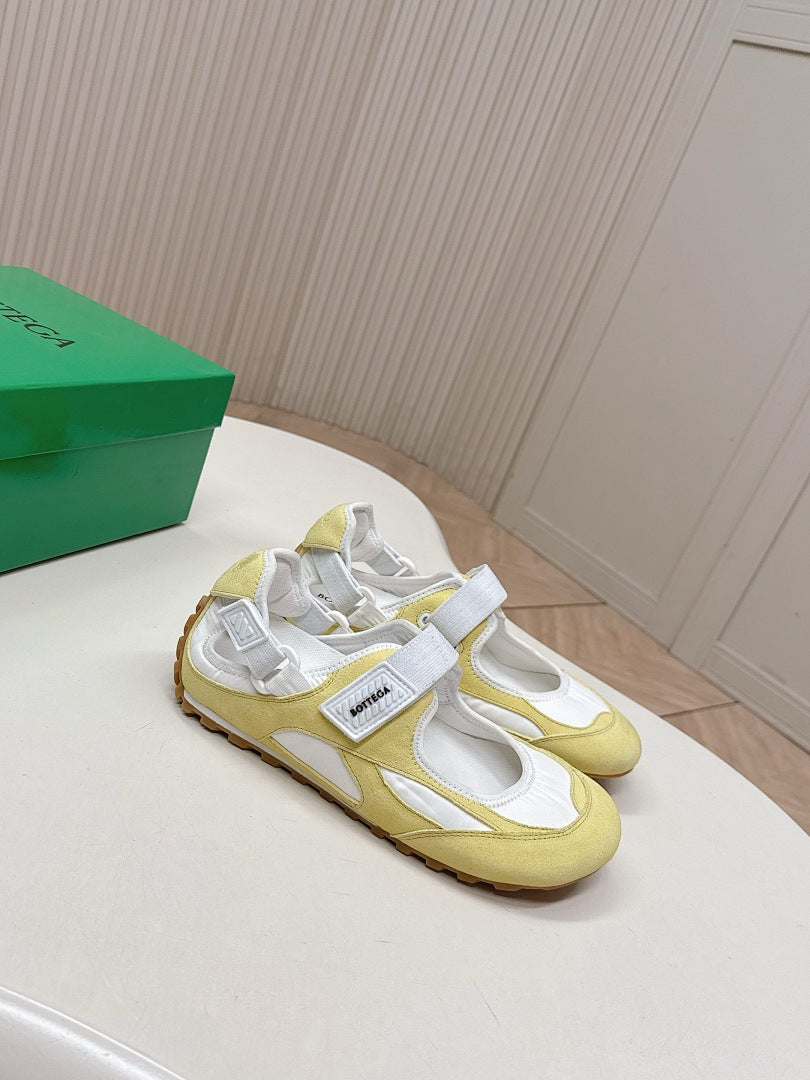 Bottega Veneta Orbit Flash Mary-Jane Sneakers Yellow White