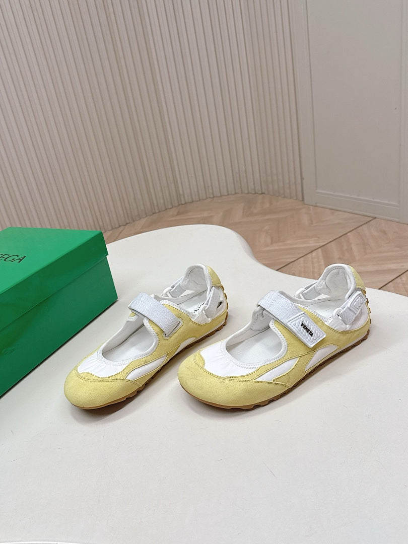 Bottega Veneta Orbit Flash Mary-Jane Sneakers Yellow White