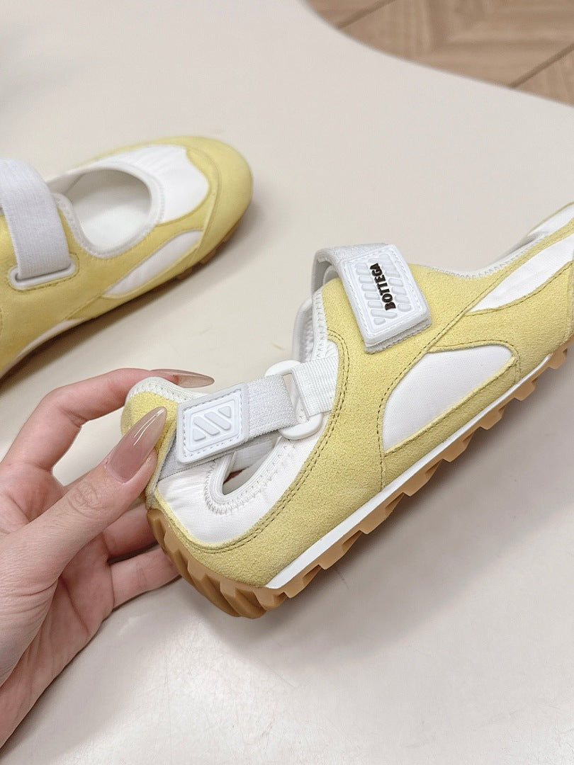 Bottega Veneta Orbit Flash Mary-Jane Sneakers Yellow White