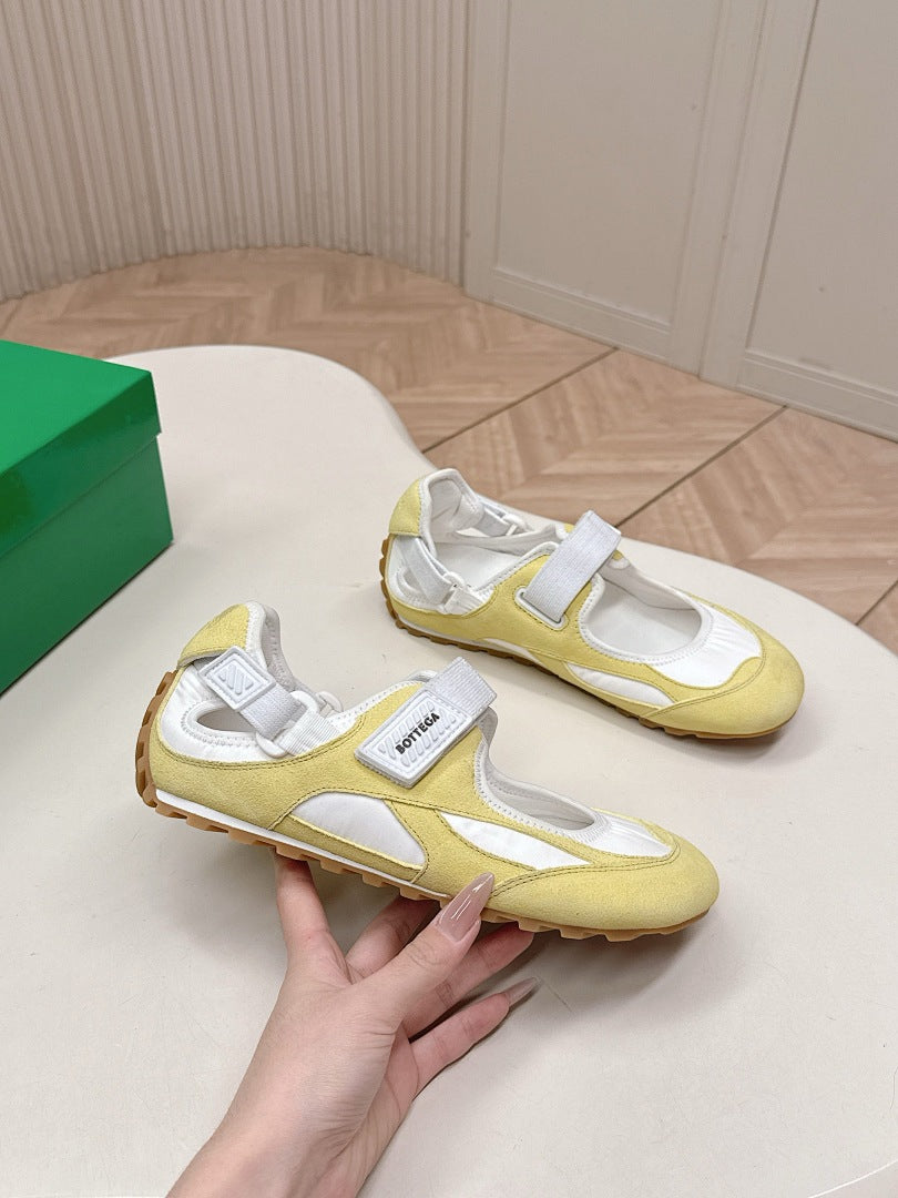 Bottega Veneta Orbit Flash Mary-Jane Sneakers Yellow White