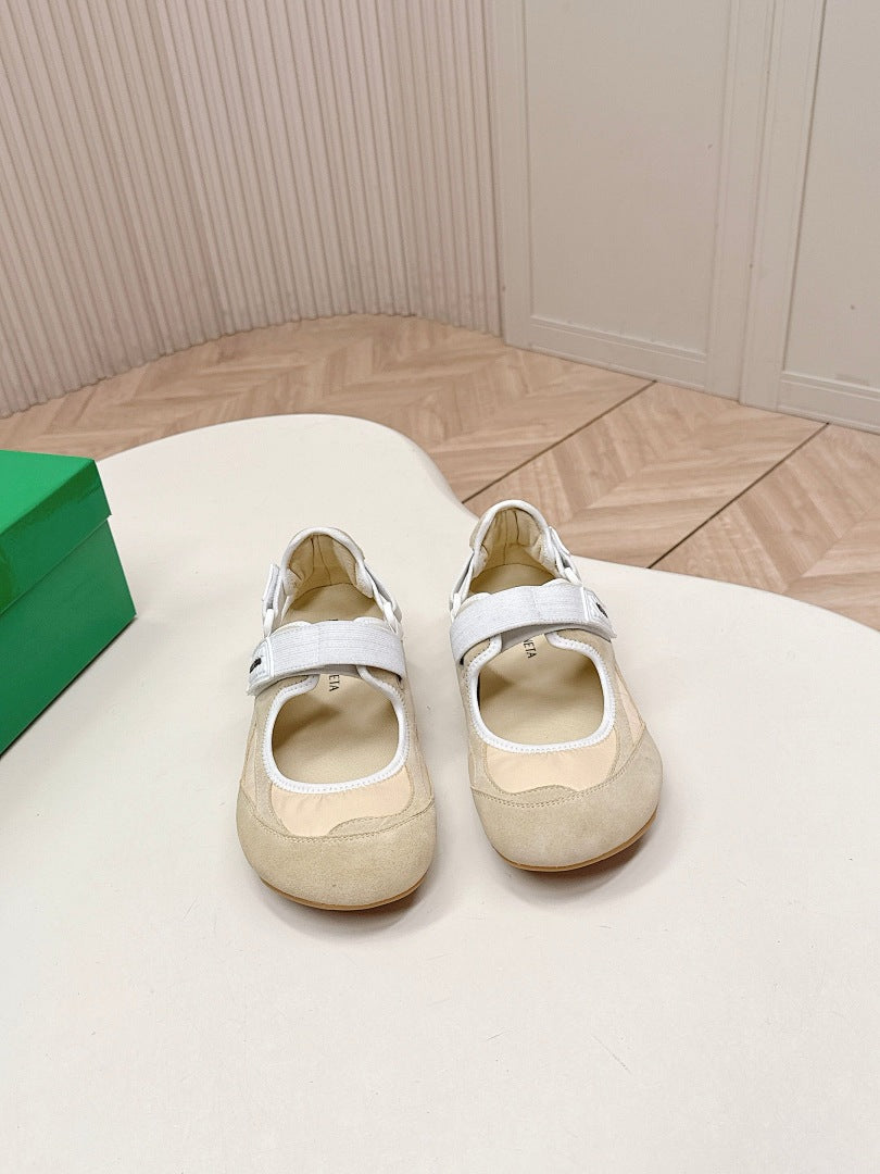 Bottega Veneta Orbit Flash Mary-Jane Sneakers Beige White