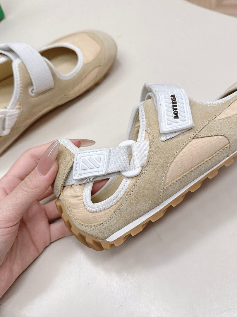 Bottega Veneta Orbit Flash Mary-Jane Sneakers Beige White