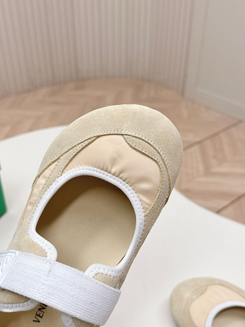 Bottega Veneta Orbit Flash Mary-Jane Sneakers Beige White