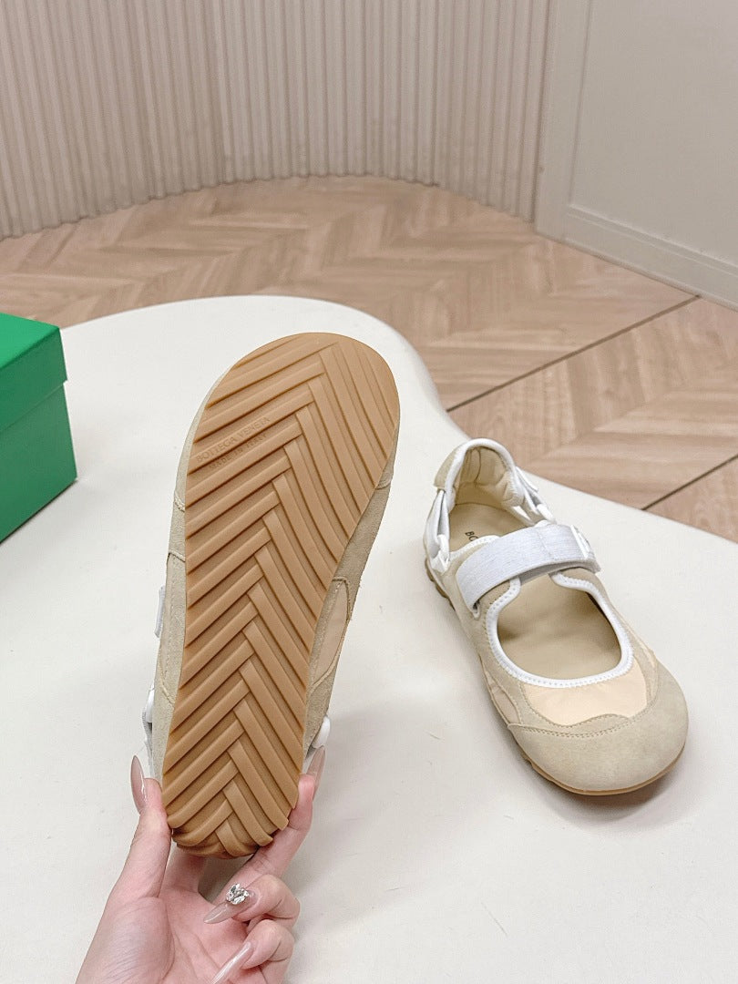 Bottega Veneta Orbit Flash Mary-Jane Sneakers Beige White
